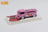 1/64 scale pink VW T1 RWB pickup diecast model car with Hello Kitty decals