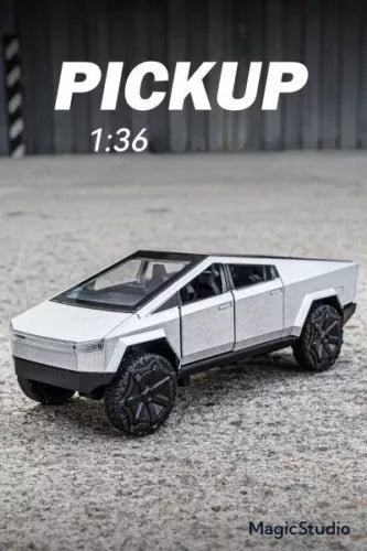 Off-road pickup SUV diecast toy car in white with black wheels and details