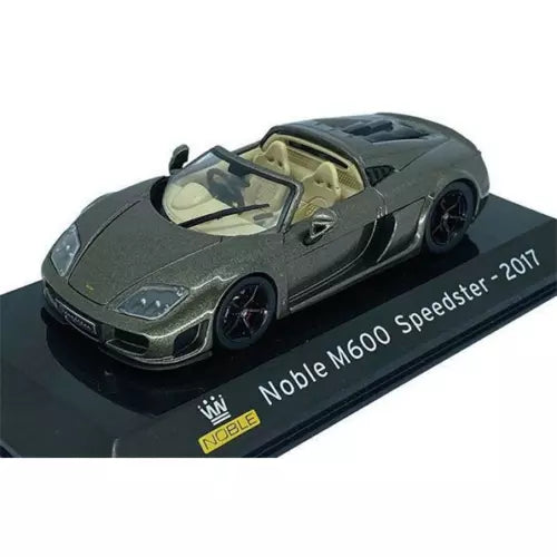 Noble M600 Speedster 2017 diecast model car, dark gray, on display base (1:43)