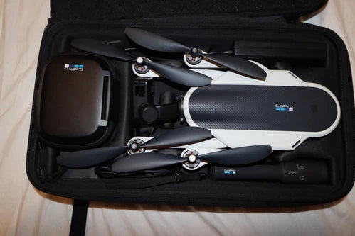 GoPro Karma drone with camera and gimbal, shown in a carrying case