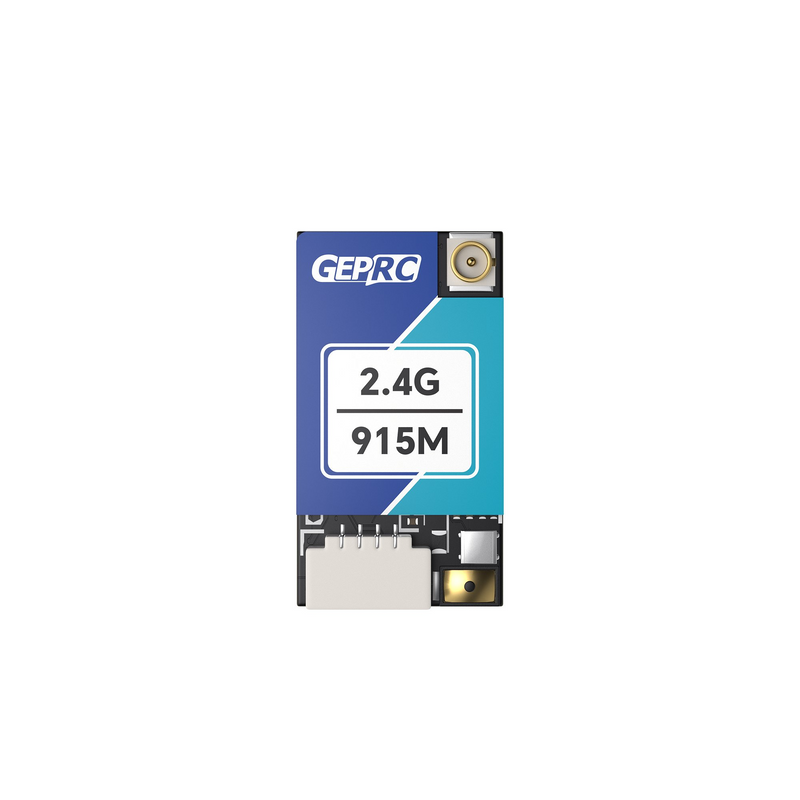 GEPRC ELRS dual-band receiver module with 2.4G and 915M labels, small blue PCB