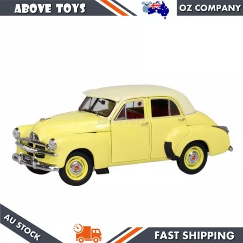 Light yellow two-tone FJ Holden sedan diecast model, front three-quarter view