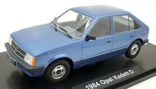 Metallic blue diecast Opel Kadett D model car with front-left view