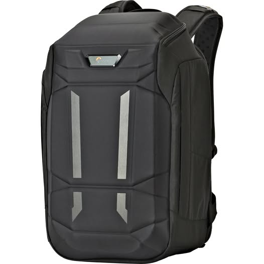 Lowepro DroneGuard 450 Pro drone backpack with black exterior and padded compartments