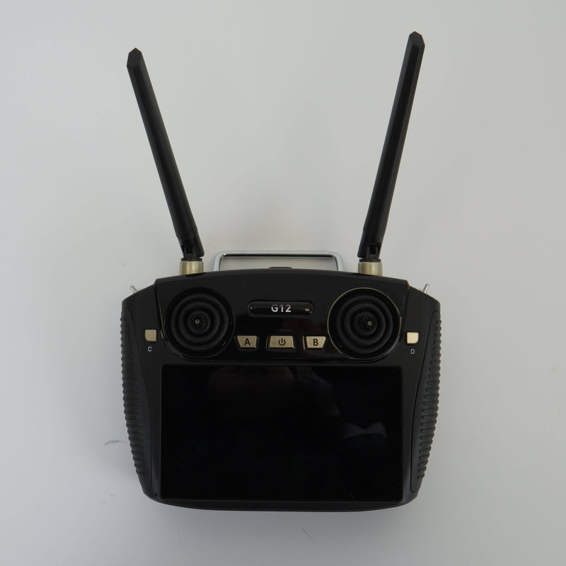 GTNKN FPV remote controller with dual antennas and LCD screen, black handheld transmitter