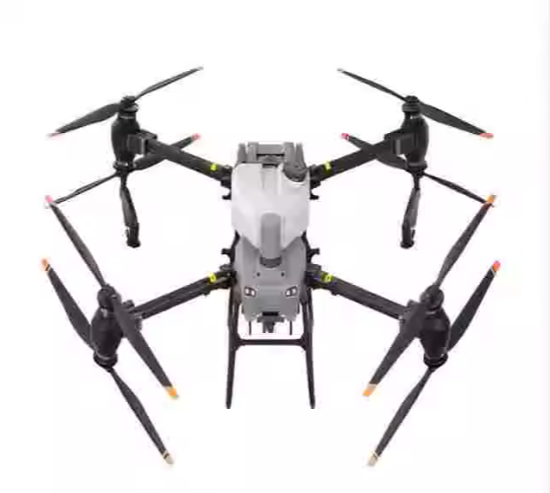 DJI Agras T50 agricultural spraying drone with six black propellers