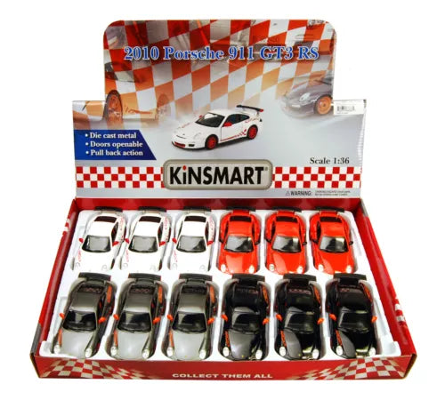 2010 Porsche 911 GT3 RS diecast car set, box of 12, 1/36 scale
