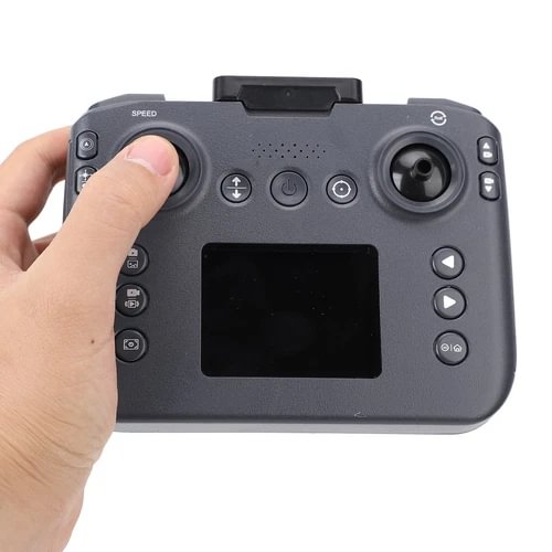 Drone remote controller with screen, joysticks, and buttons