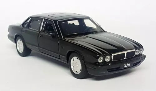 Anthracite LHD Jaguar XJ6 diecast model car, front three-quarter view