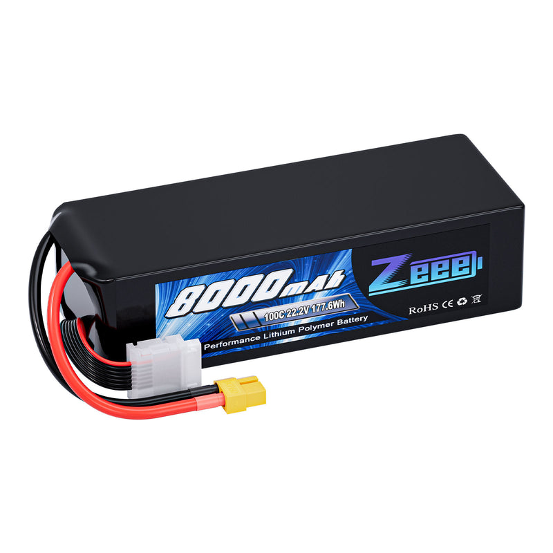 Zeee 6S LiPo drone battery, black pack with red/black leads and connector