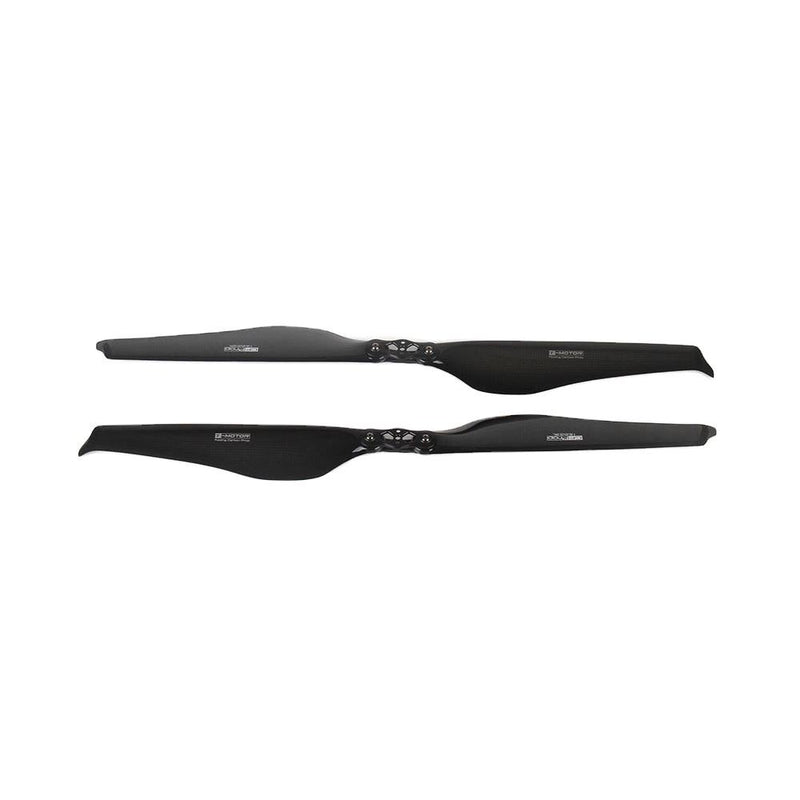 Foldable carbon fiber drone propellers, two black blades with mounting hub