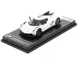 Koenigsegg Jesko Absolut 1/64 diecast model car, white metallic, on black display base