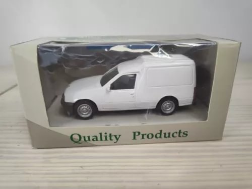 White diecast delivery van model in clear display box