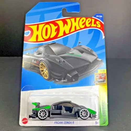 Hot Wheels Pagani Zonda R cutaway diecast, dark gray with green parts in blister pack