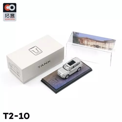 Silver 1/64 diecast SUV model car with display base, in box