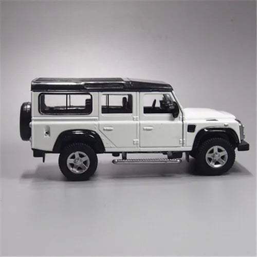 Land Rover ORV 90 diecast model truck, white body with black roof and spare wheel