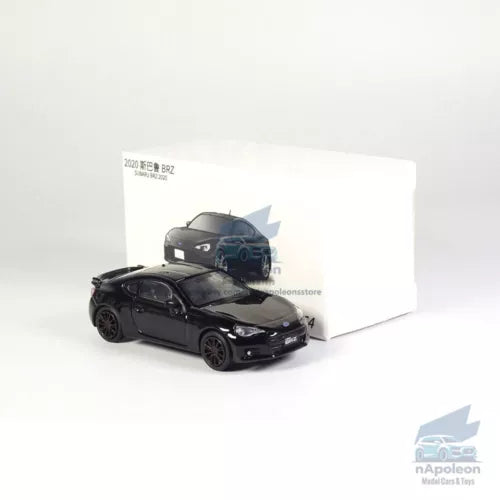 Black 1:64 alloy diecast model car with front 3/4 view and white display box