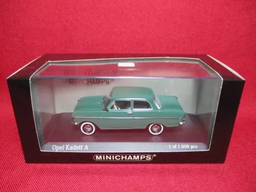 Green Opel Kadett A 1/43 diecast model car in Minichamps display box