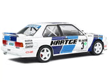 White BMW E30 M3 Gr. A diecast race car with blue stripe and number 3 on door