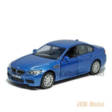 Blue alloy diecast model car, front 3/4 view with detailed grille and wheels