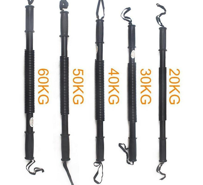 Black spring arm resistance training bar set with handles, labeled 20–60kg