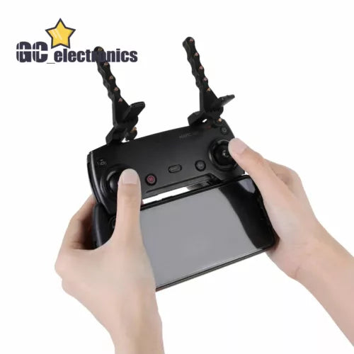 Signal booster antenna extender with two black Yagi-style antennas
