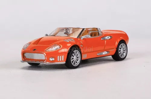 1/64 scale orange diecast sports car model with silver wheels and detailed front