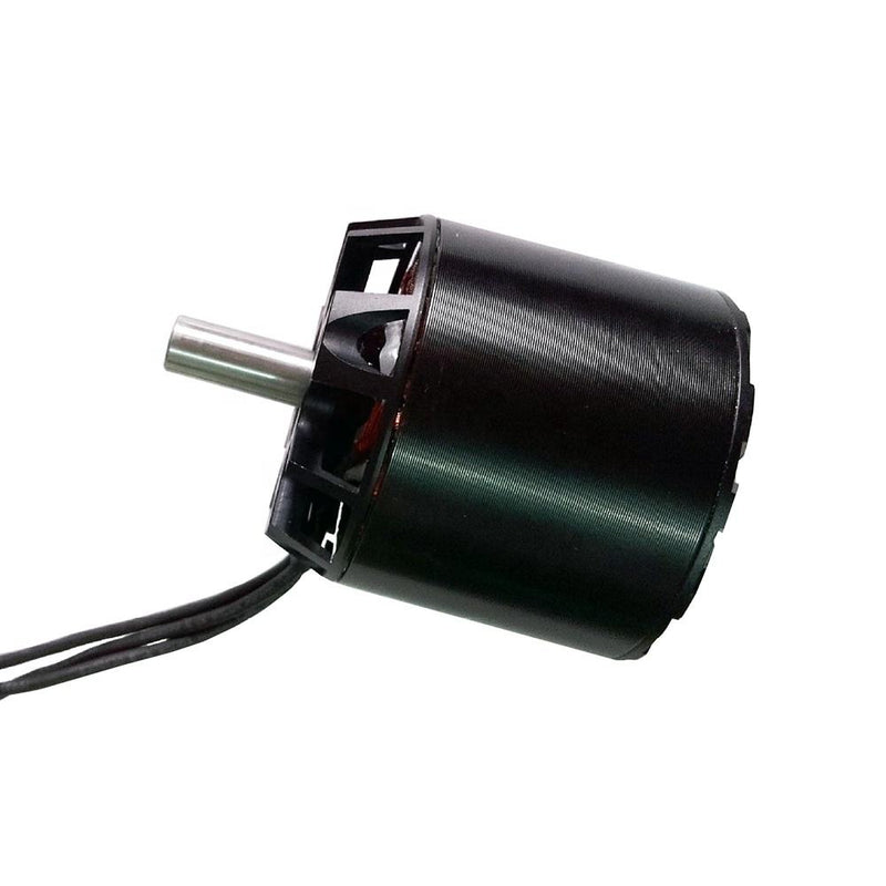 Brushless electric motor with shaft and black cable wire leads
