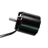 Brushless electric motor with shaft and black cable wire leads