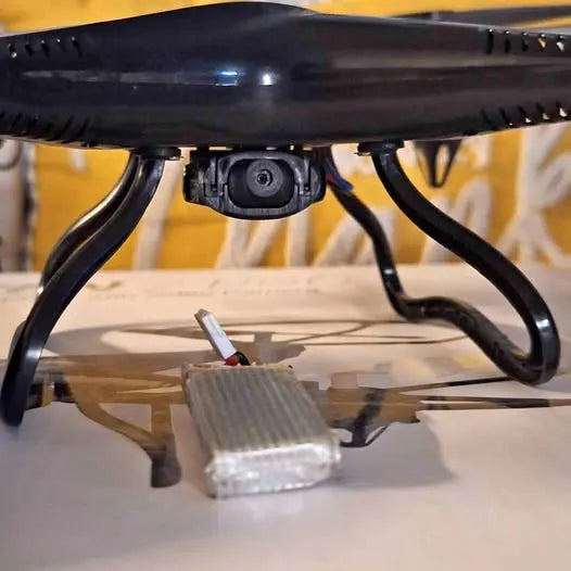 Drone underside with front camera and protective frame