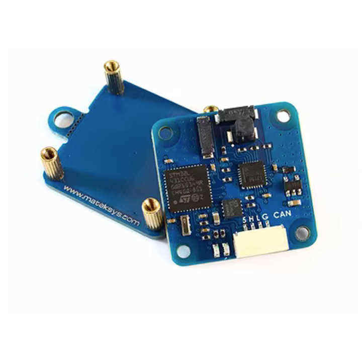 Blue CAN geomagnetic sensor module with mounting holes and gold pins