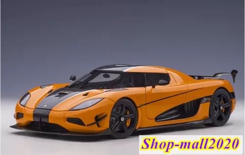 AUTOart 1:18 diecast model sports car, orange and black, front 3/4 view