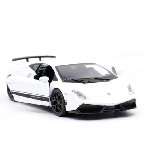 White Lamborghini Gallardo diecast model car toy with front 3/4 view