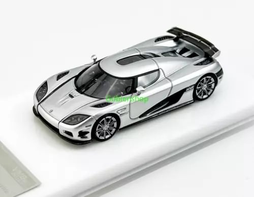 1:64 silver racing sports model diecast car, front three-quarter view