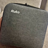 Gray zippered drone carrying case with Ruko logo on front