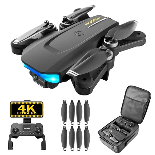 Foldable quadcopter drone with 4K camera, controller, propellers and carry case