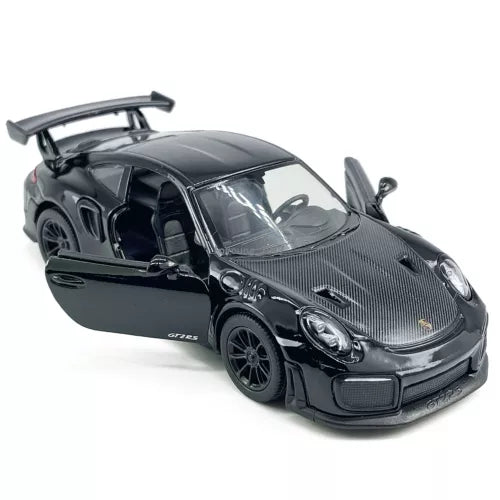 Porsche Black 1:36 diecast sports car model with open driver door