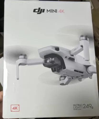 DJI Mini 4K drone on retail box, 4K label, Ultra Light 249g