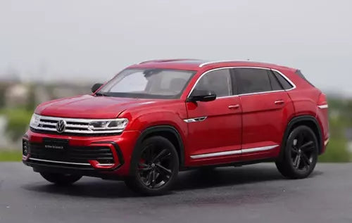 Red VW Teramont X 2021 diecast SUV model car, front three-quarter view