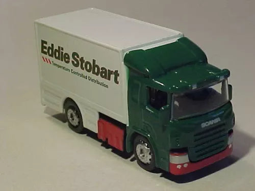 Eddie Stobart diecast delivery truck model with green cab and white box trailer