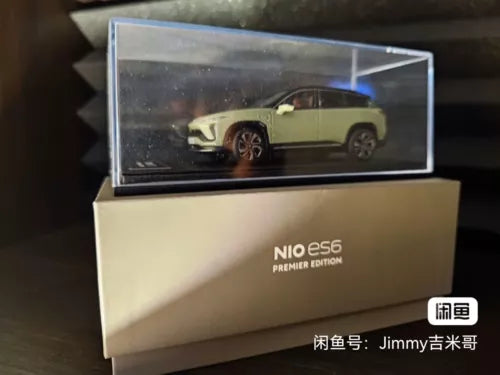 Olive green NIO ES6 diecast model car in clear display box, Premier Edition