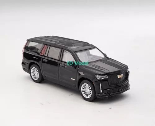 Black diecast SUV model car with detailed grille and wheels
