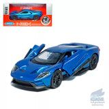 1:36 blue sports car diecast pull-back toy with open cockpit doors