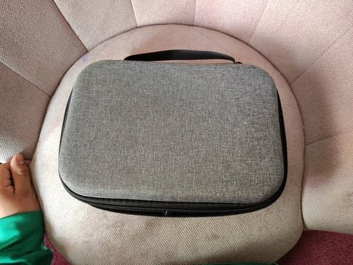 Protective drone case, gray fabric with black zipper and trim