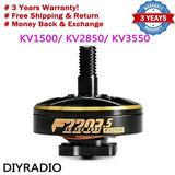 Black FPV brushless motor with golden ring and top screw shaft