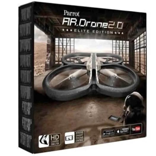 Boxed Parrot drone with HD camera, two front propellers