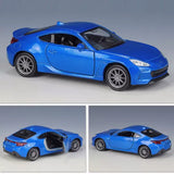 Blue 1:36 Subaru BRZ diecast model car toy with open door and detailed wheels