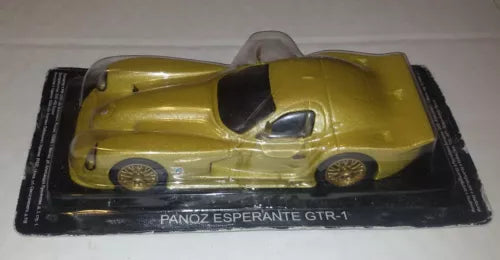 1/43 diecast car model, yellow Panoz Esperante GTR-1 with black cockpit
