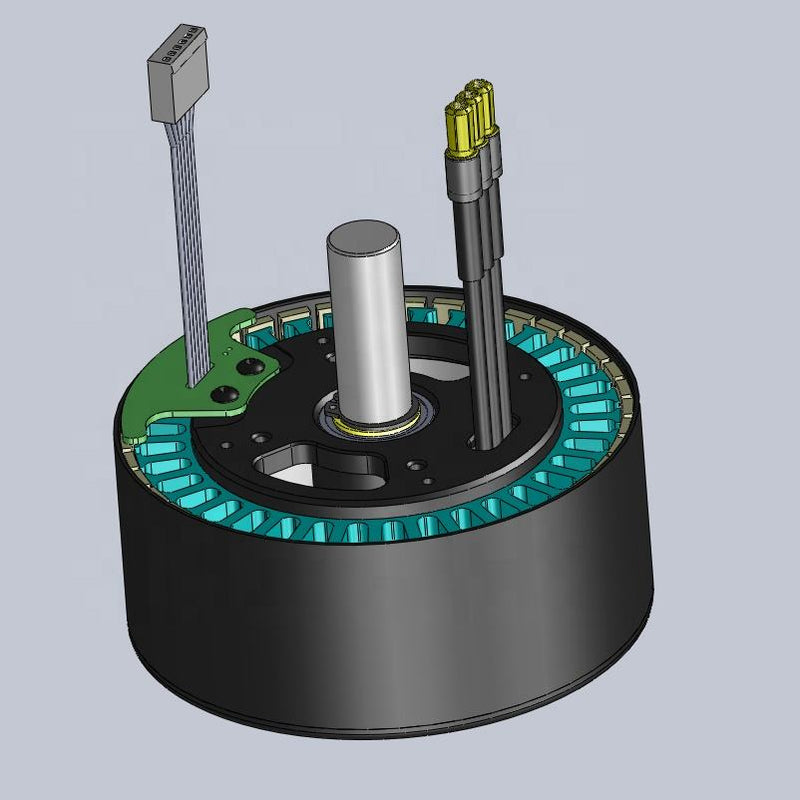 Ducted brushless DC motor with flat disc housing and two mounting posts