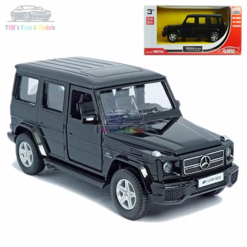 Mercedes-Benz G63 AMG diecast SUV model toy, dark gray, front grille and logo